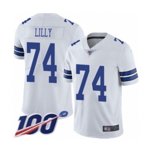 Youth Dallas Cowboys #74 Bob Lilly White Vapor Untouchable Limited Player 100th Season Football Jersey