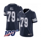 Youth Dallas Cowboys #79 Trysten Hill Navy Blue Team Color Vapor Untouchable Limited Player 100th Season Football Jersey