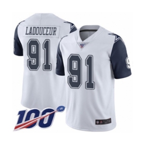 Youth Dallas Cowboys #91 L. P. Ladouceur Limited White Rush Vapor Untouchable 100th Season Football Jersey