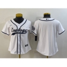 Youth Dallas Cowboys Blank White With Patch Cool Base Stitched Baseball Jersey