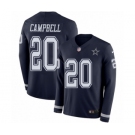 Youth Nike Dallas Cowboys #20 Ibraheim Campbell Limited Navy Blue Therma Long Sleeve NFL Jersey