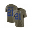 Youth Nike Dallas Cowboys #21 Deion Sanders Limited Olive 2017 Salute to Service NFL Jersey