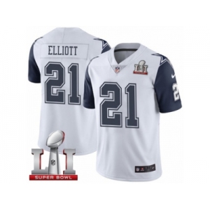 Youth Nike Dallas Cowboys #21 Ezekiel Elliott Limited White Rush Super Bowl LI NFL Jersey