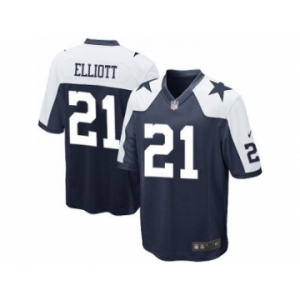 Youth Nike Dallas Cowboys #21 Ezekiel Elliott Navy Blue Thanksgiving Stitched NFL Throwback Jersey[Elliott]