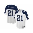 Youth Nike Dallas Cowboys #21 Ezekiel Elliott White Thanksgiving Stitched NFL Throwback Jersey[Elliott]