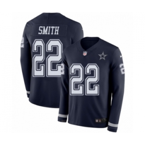 Youth Nike Dallas Cowboys #22 Emmitt Smith Limited Navy Blue Therma Long Sleeve NFL Jersey