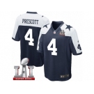 Youth Nike Dallas Cowboys #4 Dak Prescott Elite Navy Blue Throwback Alternate Super Bowl LI NFL Jersey