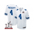 Youth Nike Dallas Cowboys #4 Dak Prescott Elite White Super Bowl LI NFL Jersey