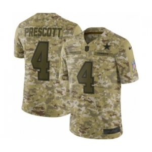 Youth Nike Dallas Cowboys #4 Dak Prescott Limited Camo 2018 Salute to Service NFL Jersey