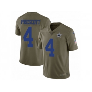 Youth Nike Dallas Cowboys #4 Dak Prescott Limited Olive 2017 Salute to Service NFL Jersey