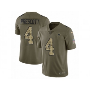 Youth Nike Dallas Cowboys #4 Dak Prescott Limited Olive Camo 2017 Salute to Service NFL Jersey