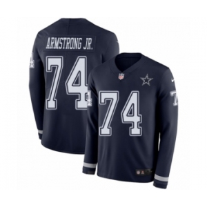 Youth Nike Dallas Cowboys #74 Dorance Armstrong Jr. Limited Navy Blue Therma Long Sleeve NFL Jersey