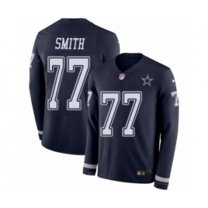Youth Nike Dallas Cowboys #77 Tyron Smith Limited Navy Blue Therma Long Sleeve NFL Jersey