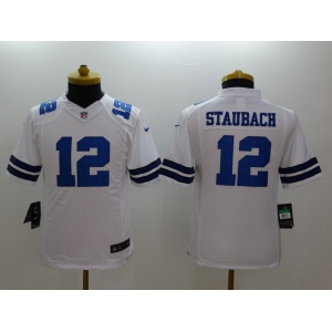 nike youth nfl jerseys dallas cowboys #12 staubach white[nike limited]