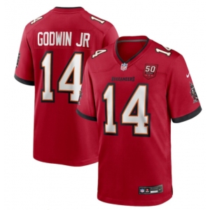 Men's Tampa Bay Buccaneers Chris #14  Godwin jr Red 2025 50th Anniversary Patch Game Football Jersey