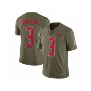 Men Nike Tampa Bay Buccaneers #3 Jameis Winston Limited Olive 2017 Salute to Service NFL Jerse