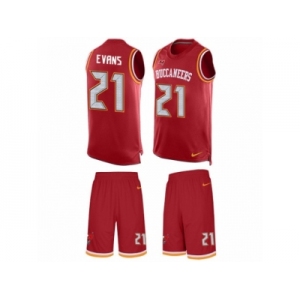 Men's Nike Tampa Bay Buccaneers #21 Justin Evans Limited Red Tank Top Suit NFL Jersey