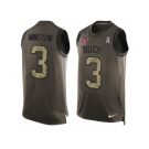 Men's Nike Tampa Bay Buccaneers #3 Jameis Winston Limited Green Salute to Service Tank Top NFL Jersey