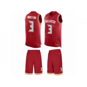 Men's Nike Tampa Bay Buccaneers #3 Jameis Winston Limited Red Tank Top Suit NFL Jersey