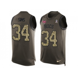 Men's Nike Tampa Bay Buccaneers #34 Charles Sims Limited Green Salute to Service Tank Top NFL Jersey