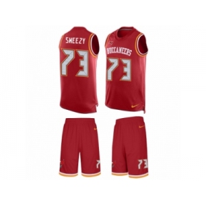 Men's Nike Tampa Bay Buccaneers #73 J. R. Sweezy Limited Red Tank Top Suit NFL Jersey