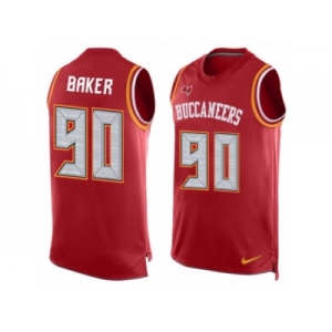 Men's Nike Tampa Bay Buccaneers #90 Chris Baker Limited Red Player Name & Number Tank Top NFL Jersey