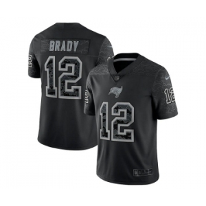 Men's Tampa Bay Buccaneers #12 Tom Brady Black Reflective Limited Stitched Jersey