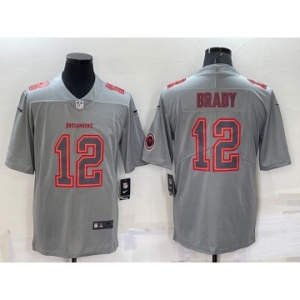 Men's Tampa Bay Buccaneers #12 Tom Brady LOGO Grey Atmosphere Fashion Vapor Untouchable Stitched Limited Jersey