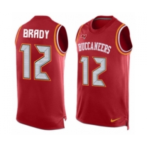Men's Tampa Bay Buccaneers #12 Tom Brady Limited Red Player Name & Number Tank Top Football Jersey