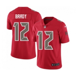Men's Tampa Bay Buccaneers #12 Tom Brady Limited Red Rush Vapor Untouchable Football Jersey