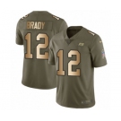 Men's Tampa Bay Buccaneers #12 Tom Brady Olive Gold Limited 2017 Salute To Service Jersey