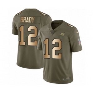Men's Tampa Bay Buccaneers #12 Tom Brady Olive Gold Limited 2017 Salute To Service Jersey