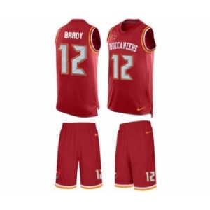 Men's Tampa Bay Buccaneers #12 Tom Brady Red Team Color Limited Tank Top Suit Jersey