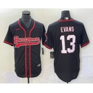 Men's Tampa Bay Buccaneers #13 Mike Evans Black With Patch Cool Base Stitched Baseball Jersey