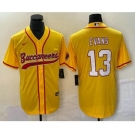 Men's Tampa Bay Buccaneers #13 Mike Evans Gold With Patch Cool Base Stitched Baseball Jersey