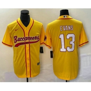 Men's Tampa Bay Buccaneers #13 Mike Evans Gold With Patch Cool Base Stitched Baseball Jersey