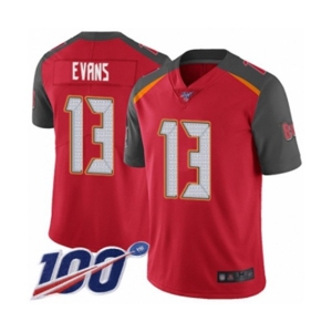 Men's Tampa Bay Buccaneers #13 Mike Evans Red Team Color Vapor Untouchable Limited Player 100th Season Football Jersey