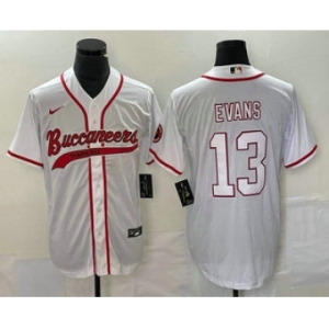 Men's Tampa Bay Buccaneers #13 Mike Evans White With Patch Cool Base Stitched Baseball Jersey