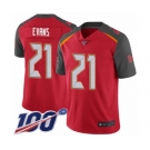 Men's Tampa Bay Buccaneers #21 Justin Evans Red Team Color Vapor Untouchable Limited Player 100th Season Football Jersey