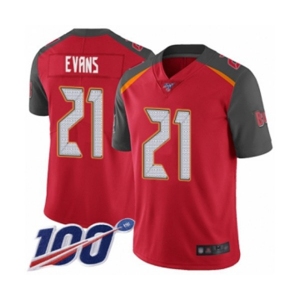 Men's Tampa Bay Buccaneers #21 Justin Evans Red Team Color Vapor Untouchable Limited Player 100th Season Football Jersey
