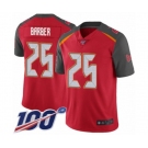 Men's Tampa Bay Buccaneers #25 Peyton Barber Red Team Color Vapor Untouchable Limited Player 100th Season Football Jersey