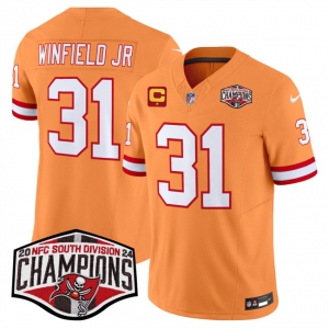 Men's Tampa Bay Buccaneers #31 Antoine Winfield Jr. Orange F.U.S.E. 2024 NFC South Champions With 1-Star C Patch Limited Stitched Jersey