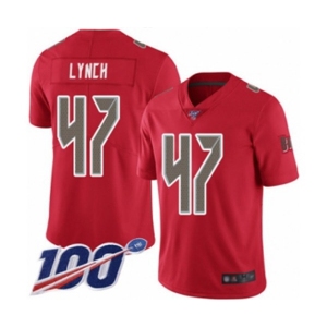 Men's Tampa Bay Buccaneers #47 John Lynch Limited Red Rush Vapor Untouchable 100th Season Football Jersey