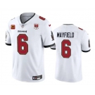 Men's Tampa Bay Buccaneers #6 Baker Mayfield White 2025 50th Anniversary Patch And 4-Star C Patch Vapor Untouchable Limited Football Stitched Jersey