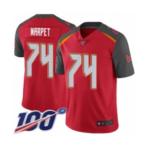 Men's Tampa Bay Buccaneers #74 Ali Marpet Red Team Color Vapor Untouchable Limited Player 100th Season Football Jersey