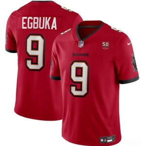 Men's Tampa Bay Buccaneers #9 Emeka Egbuka Red 2025 Draft 50th Anniversary Patch Vapor Untouchable Limited Football Stitched Jersey