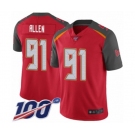 Men's Tampa Bay Buccaneers #91 Beau Allen Red Team Color Vapor Untouchable Limited Player 100th Season Football Jersey