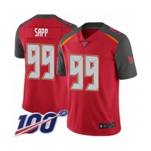 Men's Tampa Bay Buccaneers #99 Warren Sapp Red Team Color Vapor Untouchable Limited Player 100th Season Football Jersey