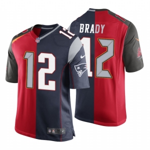 New Nike Tampa Bay Buccaneers/New England Patriots#12 Red/Navy Blue Men's Stitched NFL Elite Split Jersey