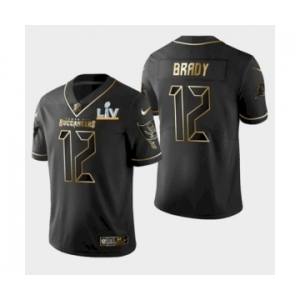 Tampa Bay Buccaneers  #12 Tom Brady Black Golden Jersey 2021 Super Bowl LV